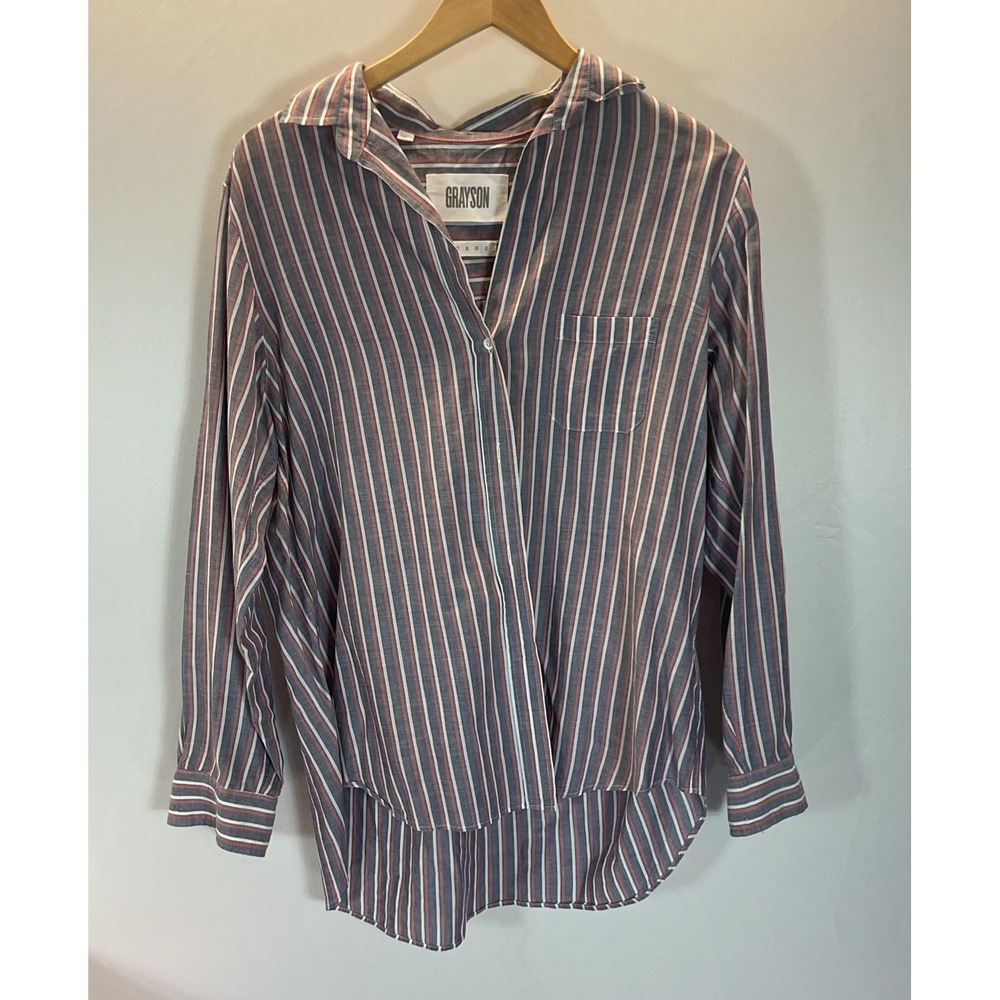 Grayson Frank and Eileen The Hero Shirt sz 3/‎ MD red blue striped button down